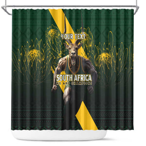 Personalised South Africa Rugby Shower Curtain Proud Bokke We Are Champions