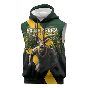 Personalised South Africa Rugby Sleeveless Hoodie Proud Bokke We Are Champions - African Pride