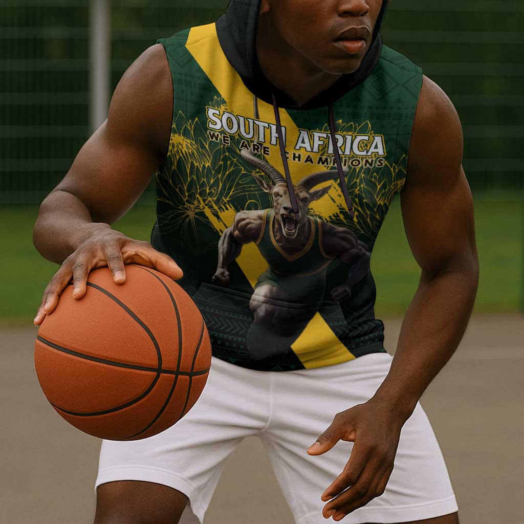 Personalised South Africa Rugby Sleeveless Hoodie Proud Bokke We Are Champions - African Pride