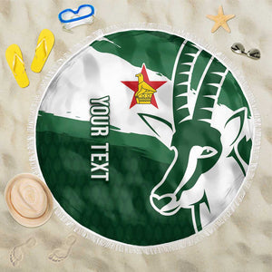 Zimbabwe Rugby Personalized Grunge Beach Blanket Go Sables - African Pride