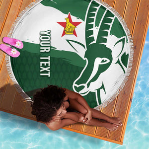 Zimbabwe Rugby Personalized Grunge Beach Blanket Go Sables - African Pride