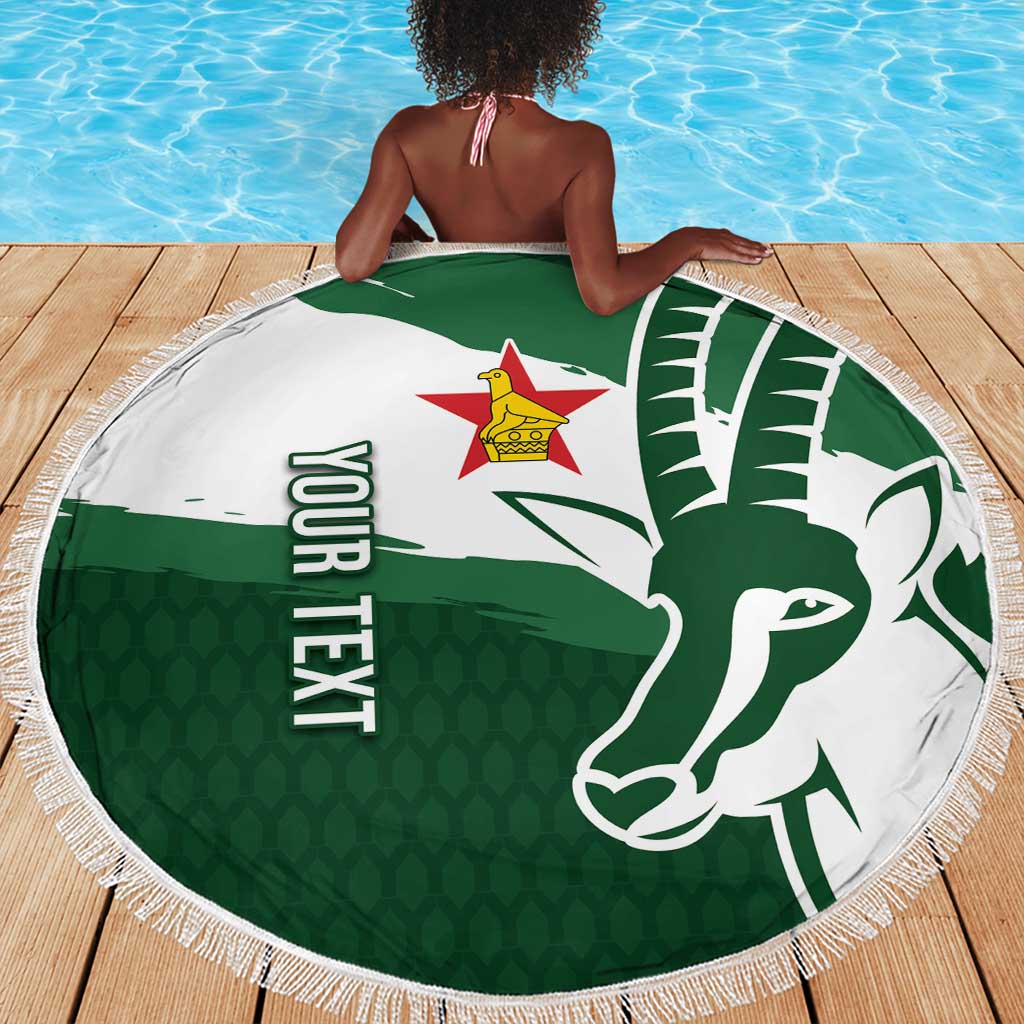 Zimbabwe Rugby Personalized Grunge Beach Blanket Go Sables - African Pride