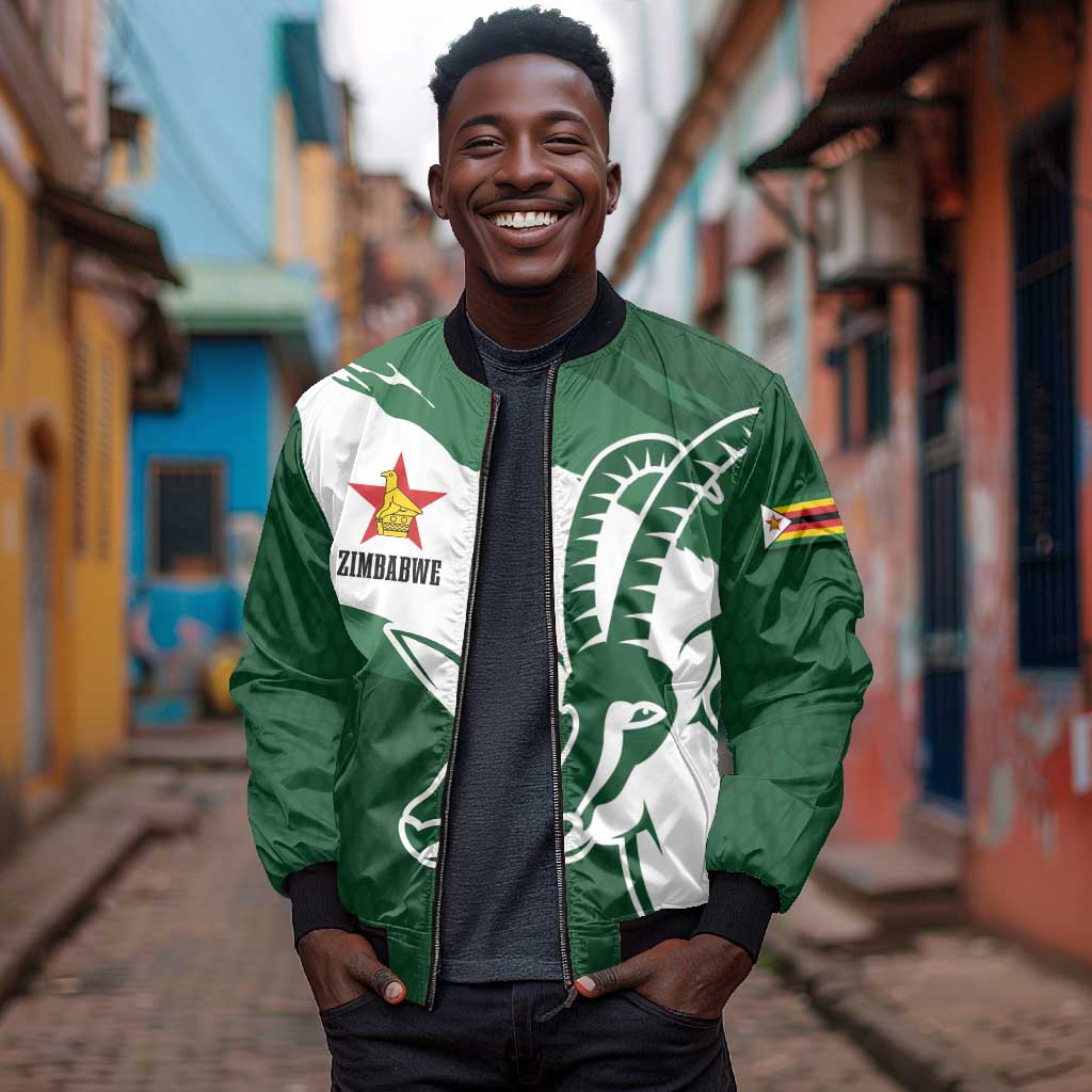Zimbabwe Rugby Personalized Grunge Bomber Jacket Go Sables - African Pride