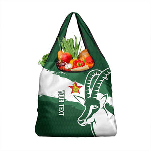 Zimbabwe Rugby Personalized Grunge Grocery Bag Go Sables - African Pride