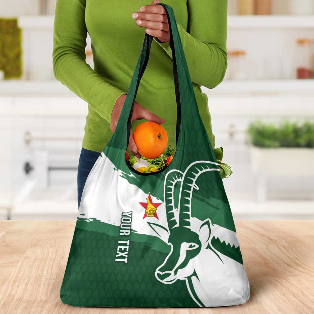 Zimbabwe Rugby Personalized Grunge Grocery Bag Go Sables - African Pride