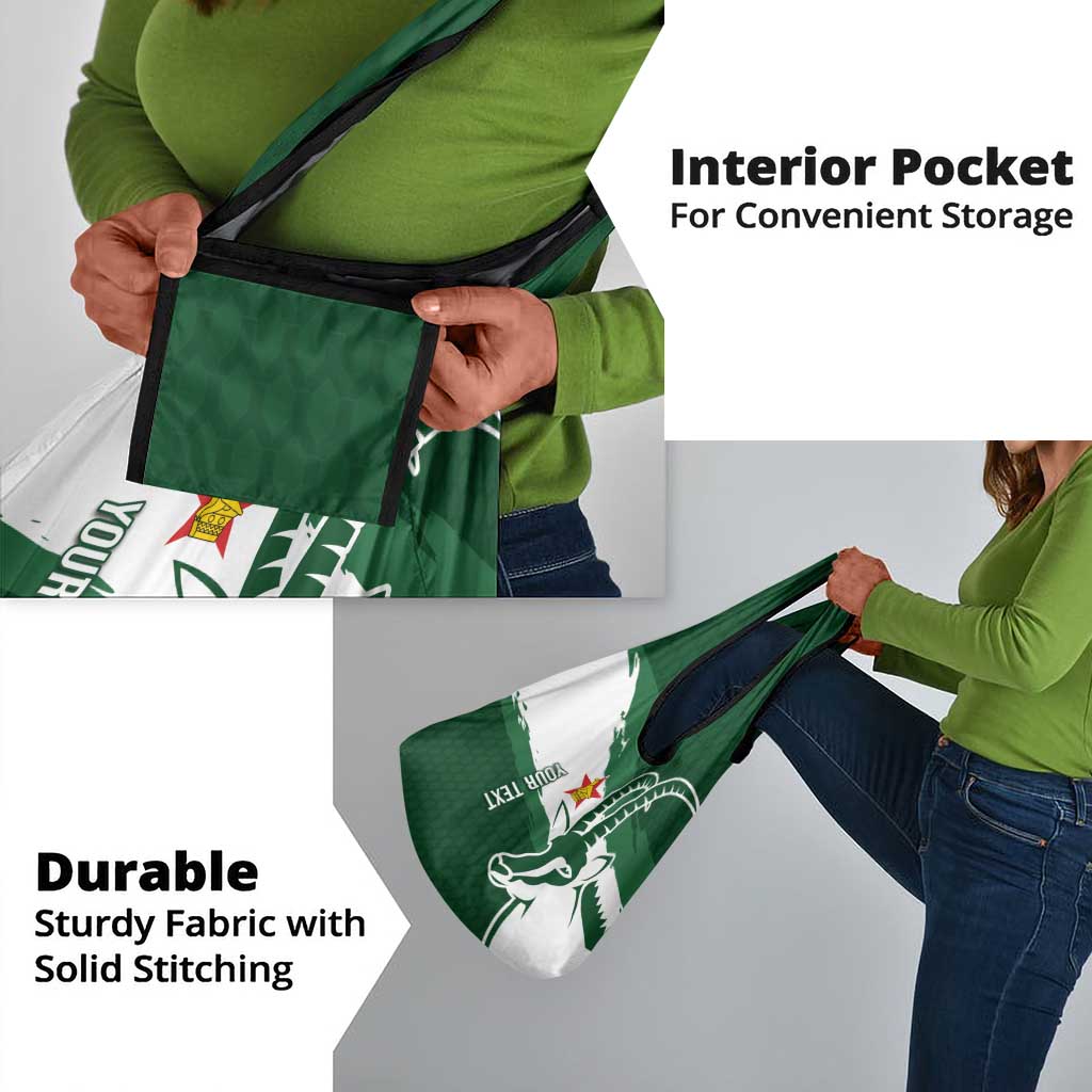 Zimbabwe Rugby Personalized Grunge Grocery Bag Go Sables - African Pride