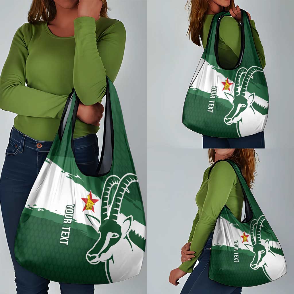 Zimbabwe Rugby Personalized Grunge Grocery Bag Go Sables - African Pride
