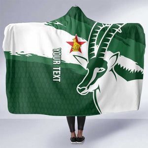 Zimbabwe Rugby Personalized Grunge Hooded Blanket Go Sables - African Pride