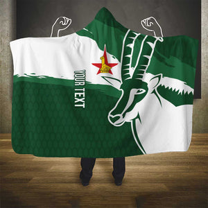 Zimbabwe Rugby Personalized Grunge Hooded Blanket Go Sables - African Pride