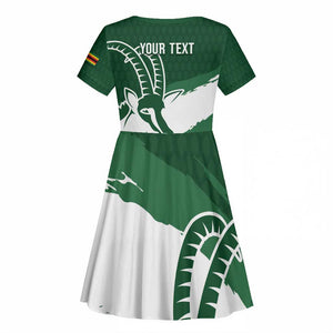 Zimbabwe Rugby Personalized Grunge Kid Short Sleeve Dress Go Sables - African Pride