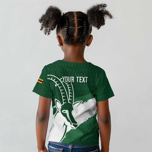Zimbabwe Rugby Personalized Grunge Kid T shirt Go Sables - African Pride