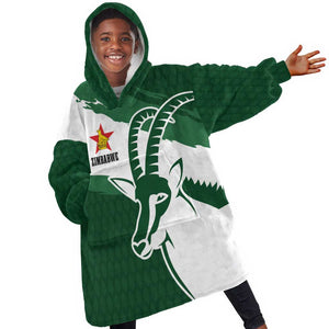 Zimbabwe Rugby Personalized Grunge Kid Wearable Blanket Hoodie Go Sables - African Pride