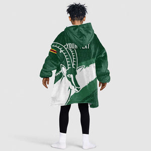 Zimbabwe Rugby Personalized Grunge Kid Wearable Blanket Hoodie Go Sables - African Pride