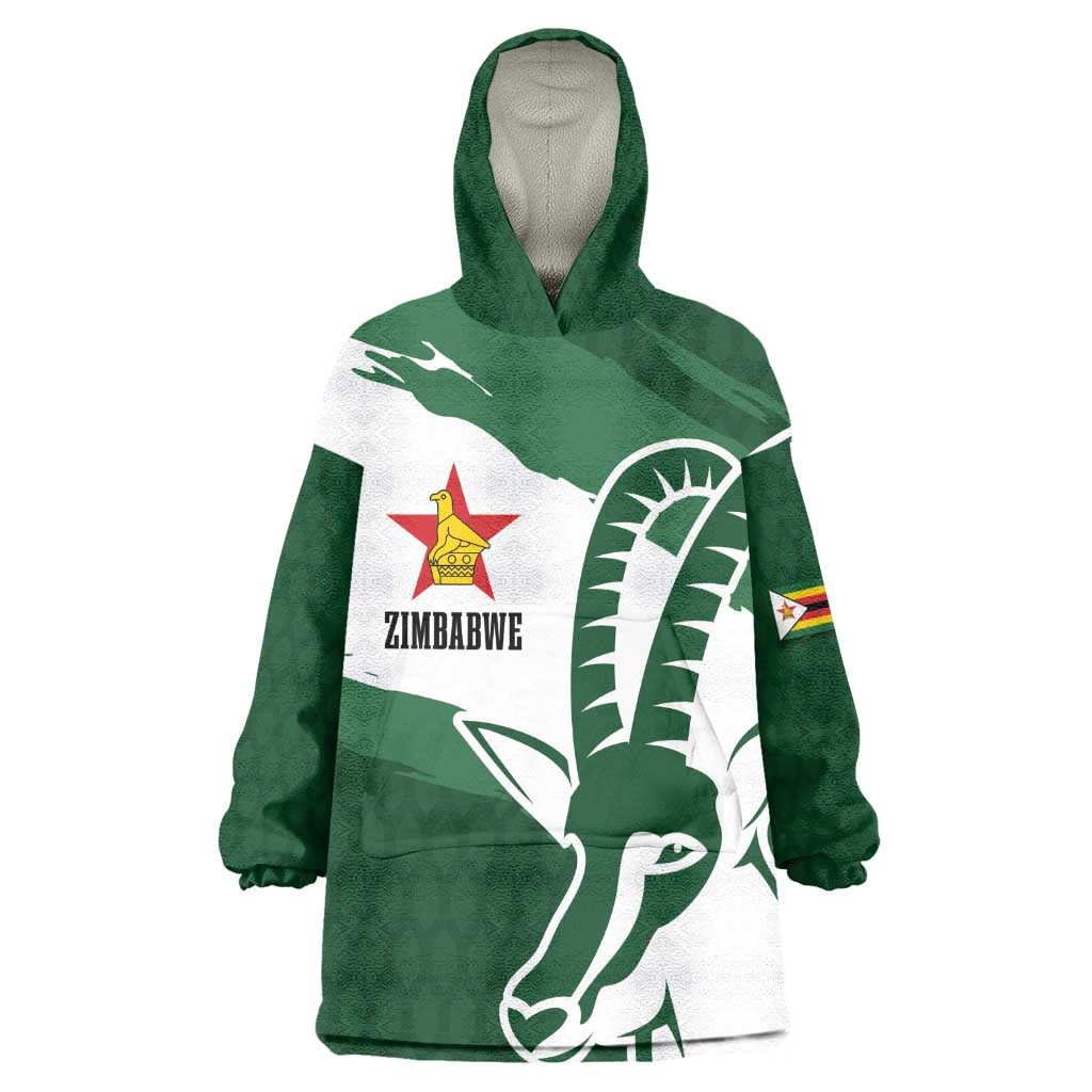 Zimbabwe Rugby Personalized Grunge Kid Wearable Blanket Hoodie Go Sables - African Pride