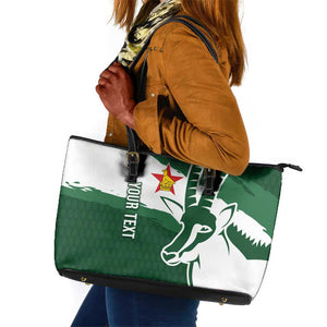 Zimbabwe Rugby Personalized Grunge Leather Tote Bag Go Sables - African Pride