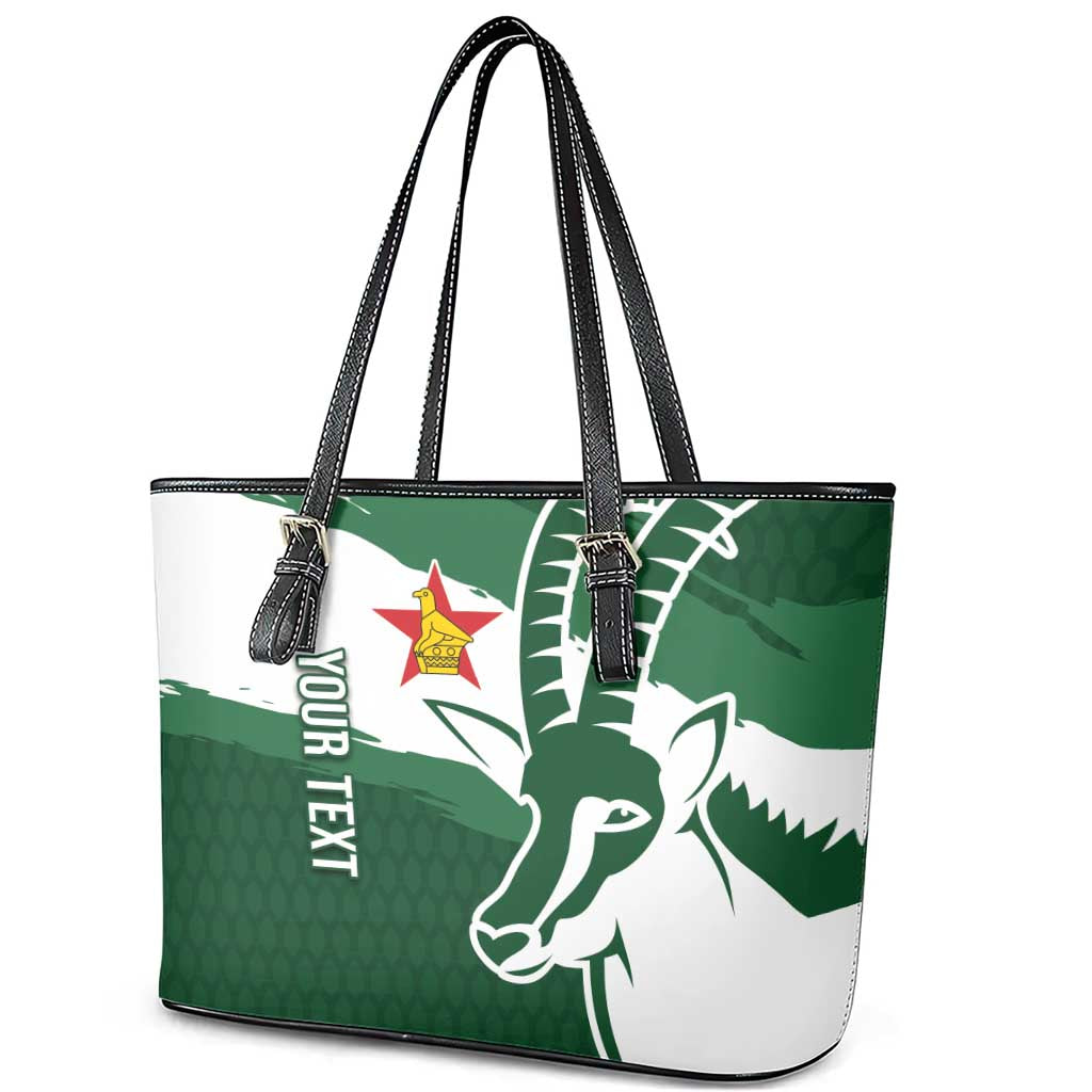 Zimbabwe Rugby Personalized Grunge Leather Tote Bag Go Sables - African Pride