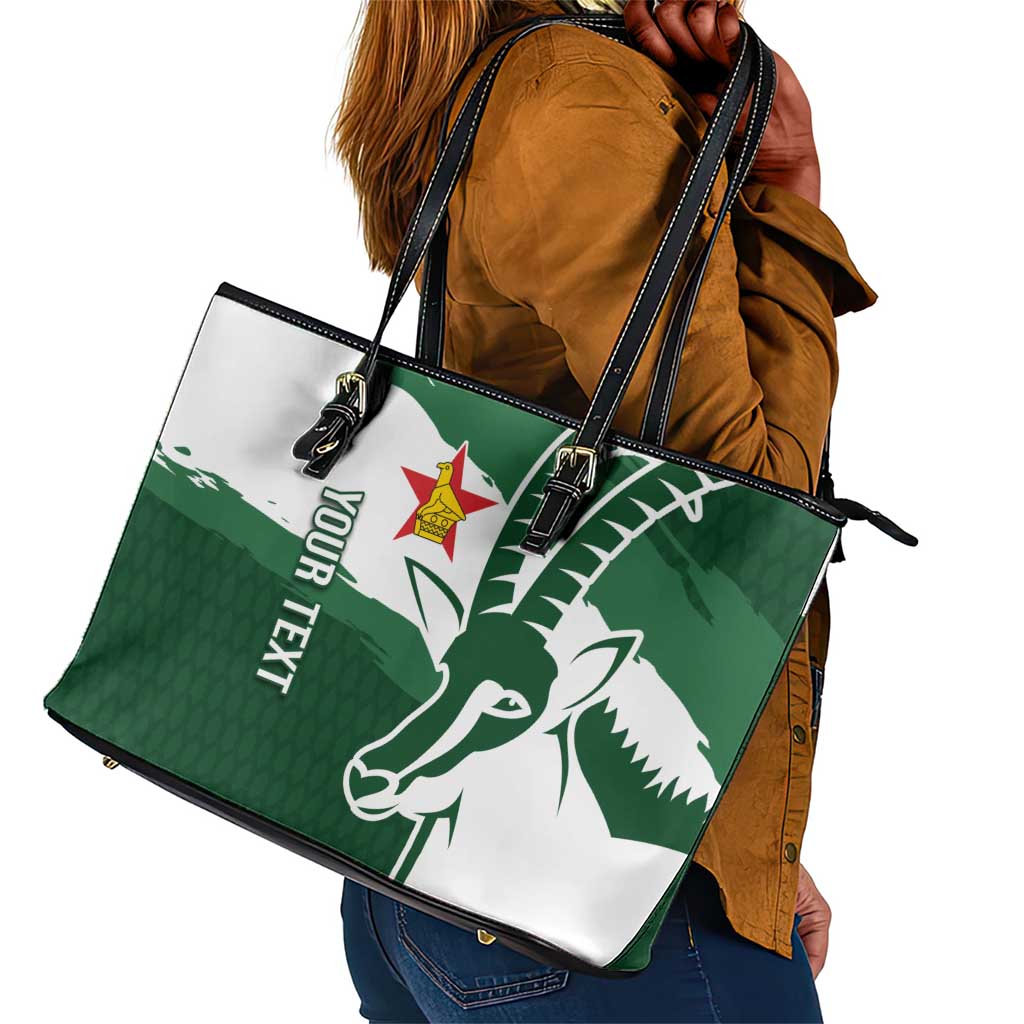 Zimbabwe Rugby Personalized Grunge Leather Tote Bag Go Sables - African Pride