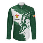 Zimbabwe Rugby Personalized Grunge Long Sleeve Button Shirt Go Sables - African Pride
