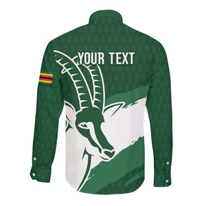 Zimbabwe Rugby Personalized Grunge Long Sleeve Button Shirt Go Sables - African Pride