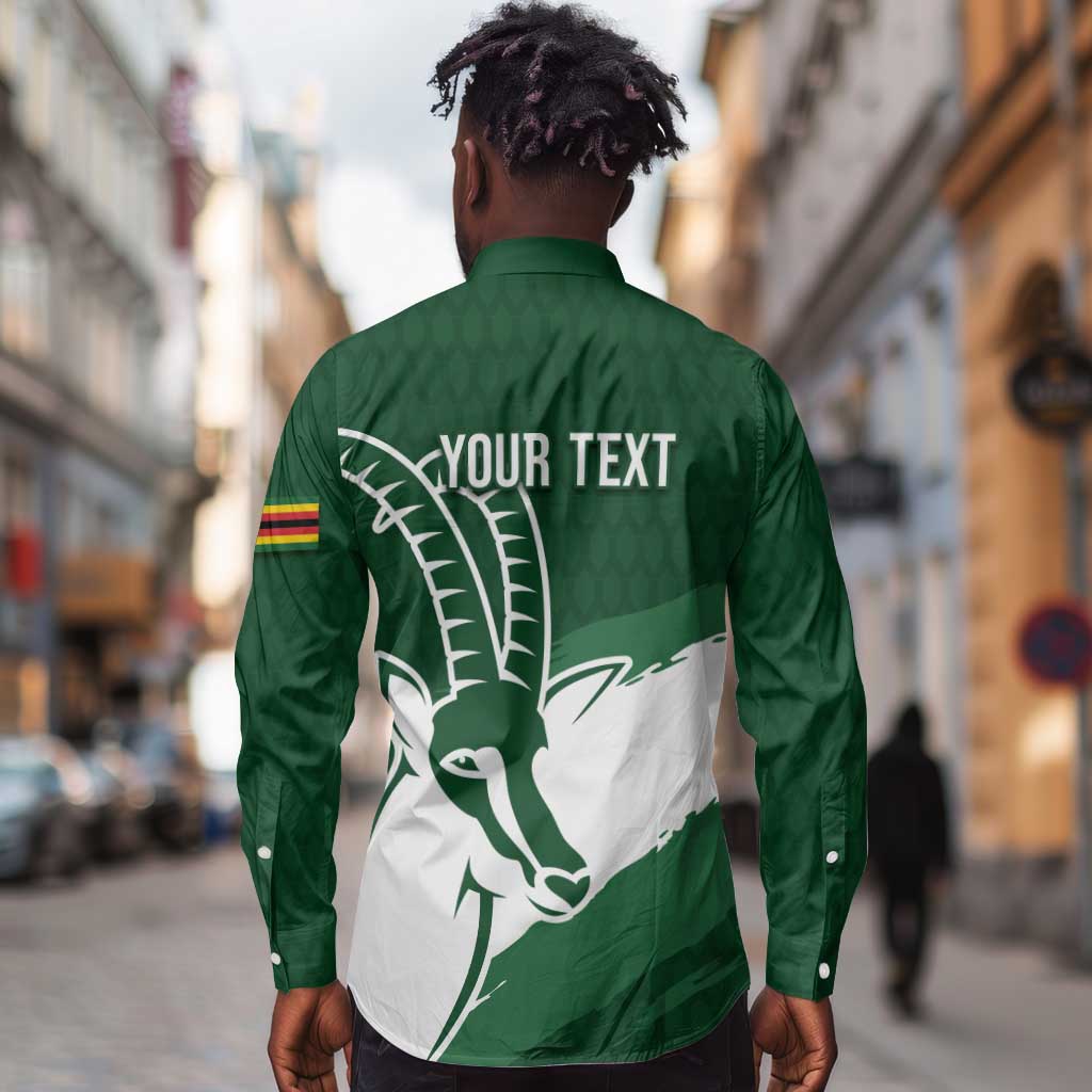 Zimbabwe Rugby Personalized Grunge Long Sleeve Button Shirt Go Sables - African Pride