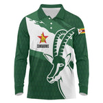 Zimbabwe Rugby Personalized Grunge Long Sleeve Polo Shirt Go Sables - African Pride
