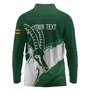 Zimbabwe Rugby Personalized Grunge Long Sleeve Polo Shirt Go Sables - African Pride