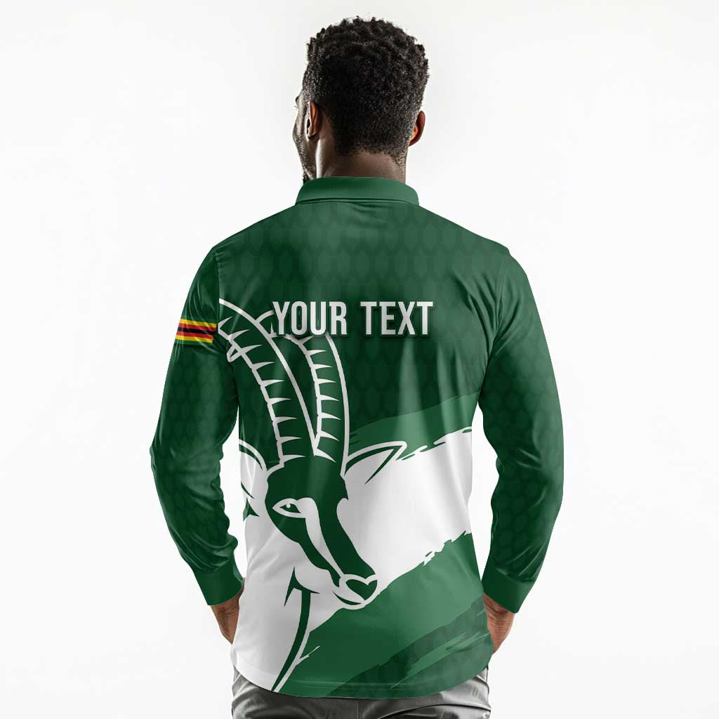 Zimbabwe Rugby Personalized Grunge Long Sleeve Polo Shirt Go Sables - African Pride