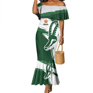 Zimbabwe Rugby Personalized Grunge Mermaid Dress Go Sables - African Pride