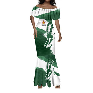 Zimbabwe Rugby Personalized Grunge Mermaid Dress Go Sables - African Pride
