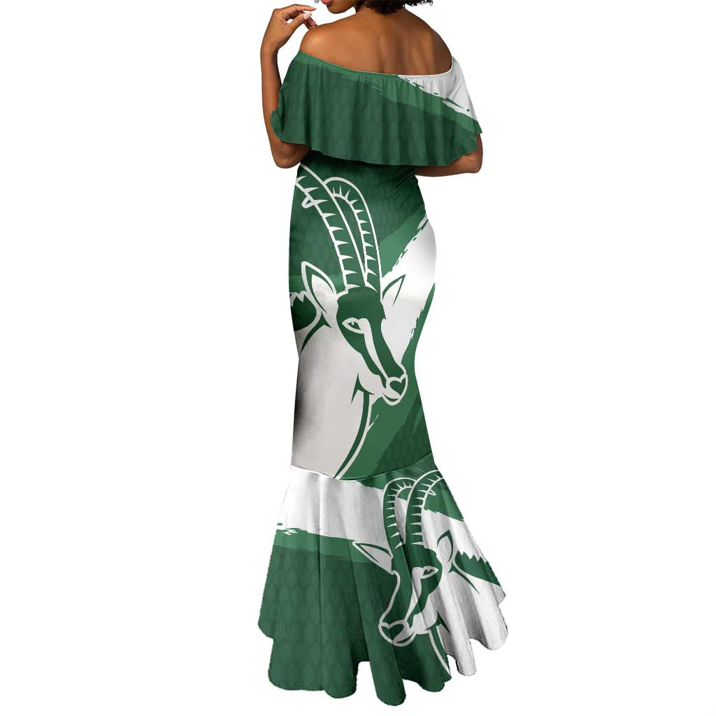 Zimbabwe Rugby Personalized Grunge Mermaid Dress Go Sables - African Pride