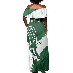 Zimbabwe Rugby Personalized Grunge Off Shoulder Maxi Dress Go Sables - African Pride