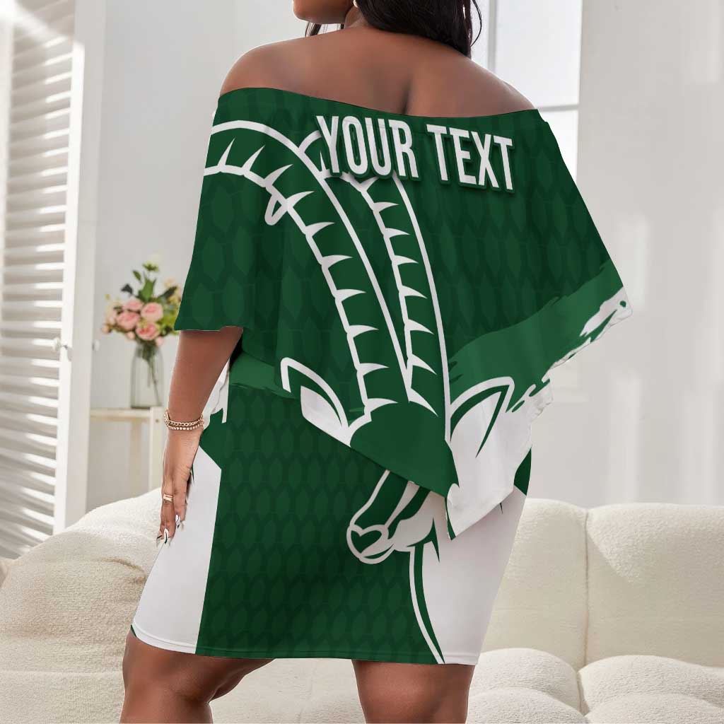 Zimbabwe Rugby Personalized Grunge Off Shoulder Short Dress Go Sables - African Pride