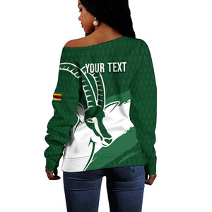 Zimbabwe Rugby Personalized Grunge Off Shoulder Sweater Go Sables - African Pride