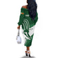 Zimbabwe Rugby Personalized Grunge Off The Shoulder Long Sleeve Dress Go Sables - African Pride