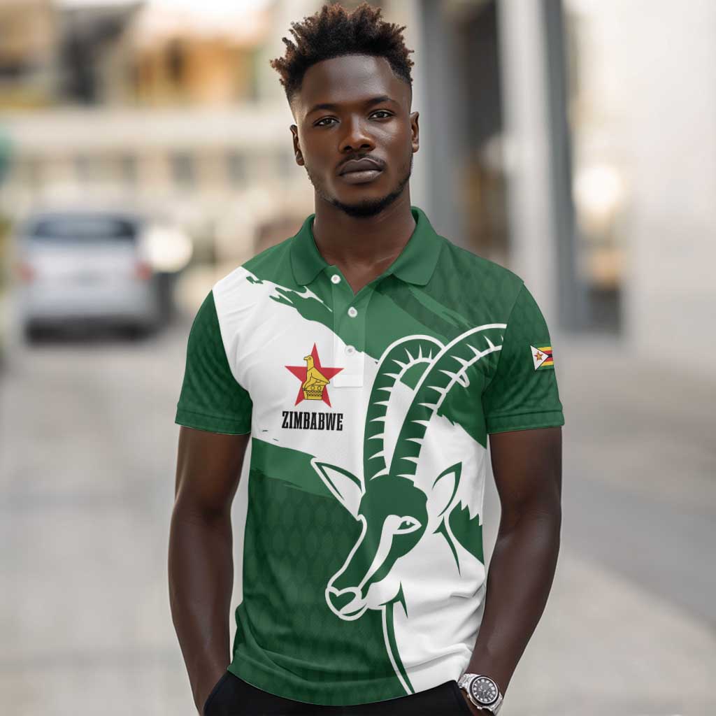 Zimbabwe Rugby Personalized Grunge Polo Shirt Go Sables - African Pride
