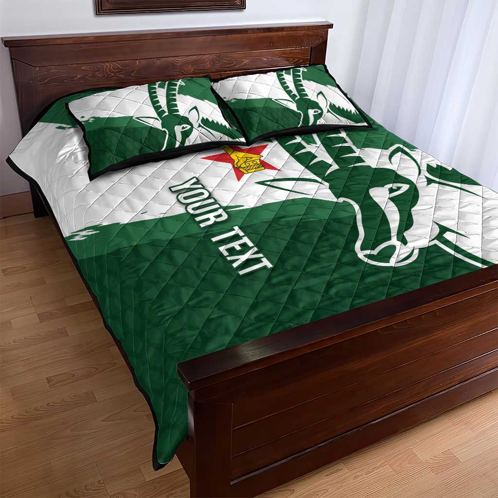 Zimbabwe Rugby Personalized Grunge Quilt Bed Set Go Sables - African Pride