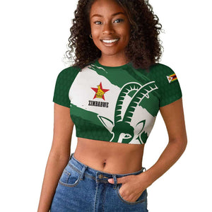 Zimbabwe Rugby Personalized Grunge Raglan Cropped T shirt Go Sables - African Pride
