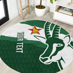 Zimbabwe Rugby Personalized Grunge Round Carpet Go Sables - African Pride
