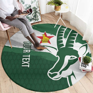 Zimbabwe Rugby Personalized Grunge Round Carpet Go Sables - African Pride