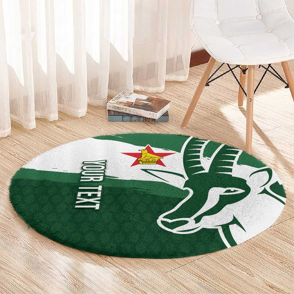 Zimbabwe Rugby Personalized Grunge Round Carpet Go Sables - African Pride