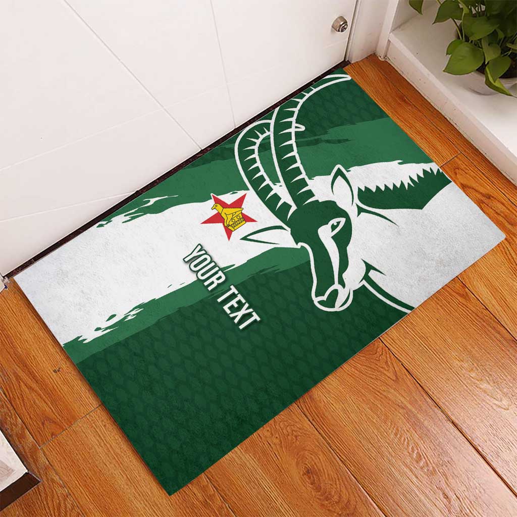 Zimbabwe Rugby Personalized Grunge Rubber Doormat Go Sables - African Pride