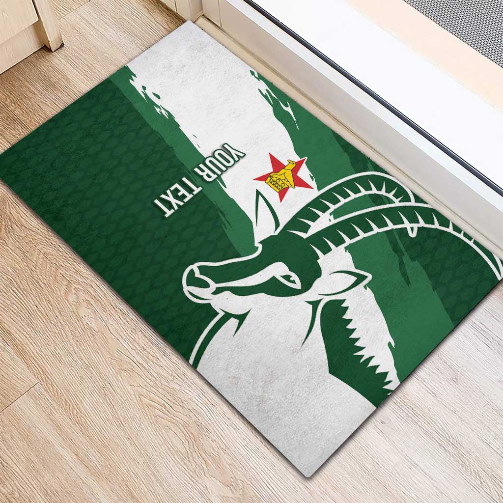 Zimbabwe Rugby Personalized Grunge Rubber Doormat Go Sables - African Pride