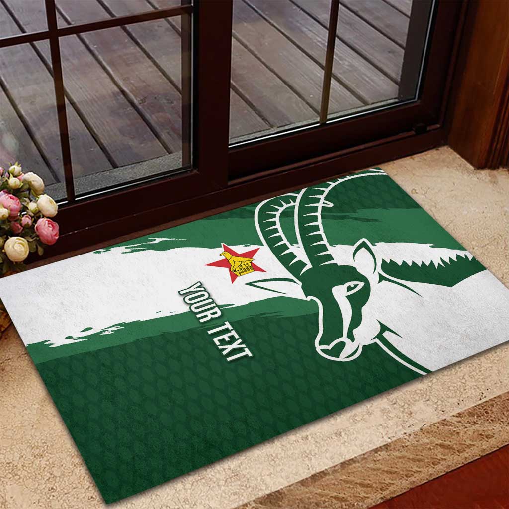 Zimbabwe Rugby Personalized Grunge Rubber Doormat Go Sables - African Pride