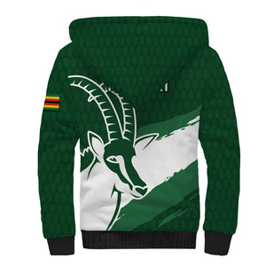 Zimbabwe Rugby Personalized Grunge Sherpa Hoodie Go Sables - African Pride