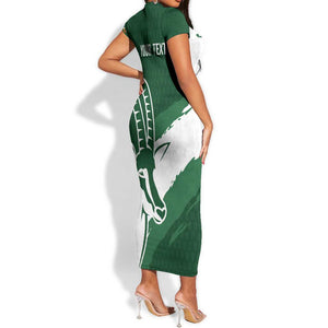 Zimbabwe Rugby Personalized Grunge Short Sleeve Bodycon Dress Go Sables - African Pride