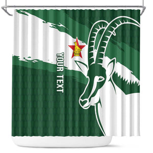 Zimbabwe Rugby Personalized Grunge Shower Curtain Go Sables - African Pride