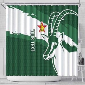 Zimbabwe Rugby Personalized Grunge Shower Curtain Go Sables - African Pride
