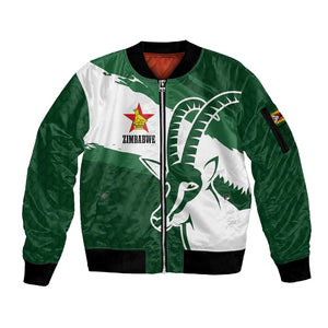 Zimbabwe Rugby Personalized Grunge Sleeve Zip Bomber Jacket Go Sables - African Pride