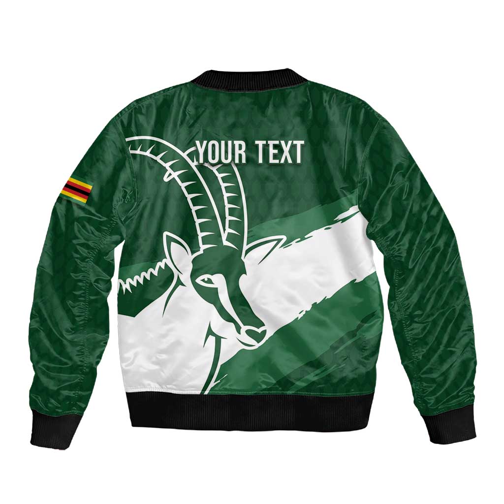 Zimbabwe Rugby Personalized Grunge Sleeve Zip Bomber Jacket Go Sables - African Pride