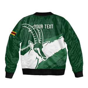Zimbabwe Rugby Personalized Grunge Sleeve Zip Bomber Jacket Go Sables - African Pride